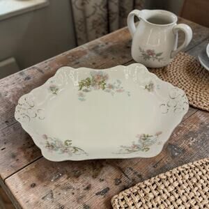 Johnson Brothers Vintage 18" Pink and Blue Floral Oval Serving Platter